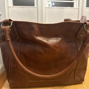 NWT Frye Womens Tote Bag Cognac Melissa Shoulder Leather HandBag